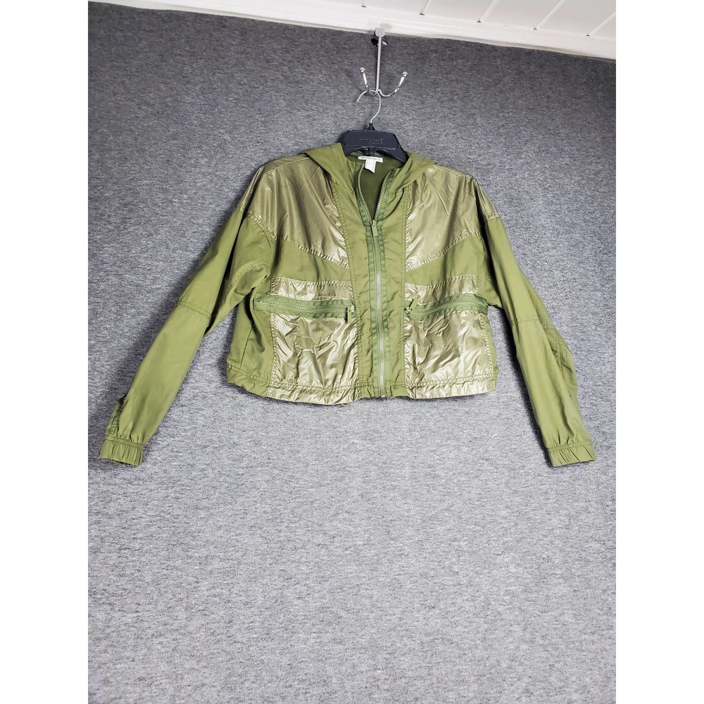 Womens XS Forever 21 Green Lightweight Cropped Long Sleeve Jacket